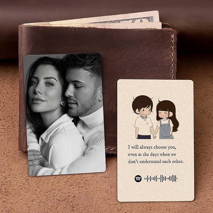 CUSTOMIZED Wallet Card - Your Photo, Message, Spotify Song Code backside Best for Special Occasion Gift For Loved One (Calendar Wallet Card)