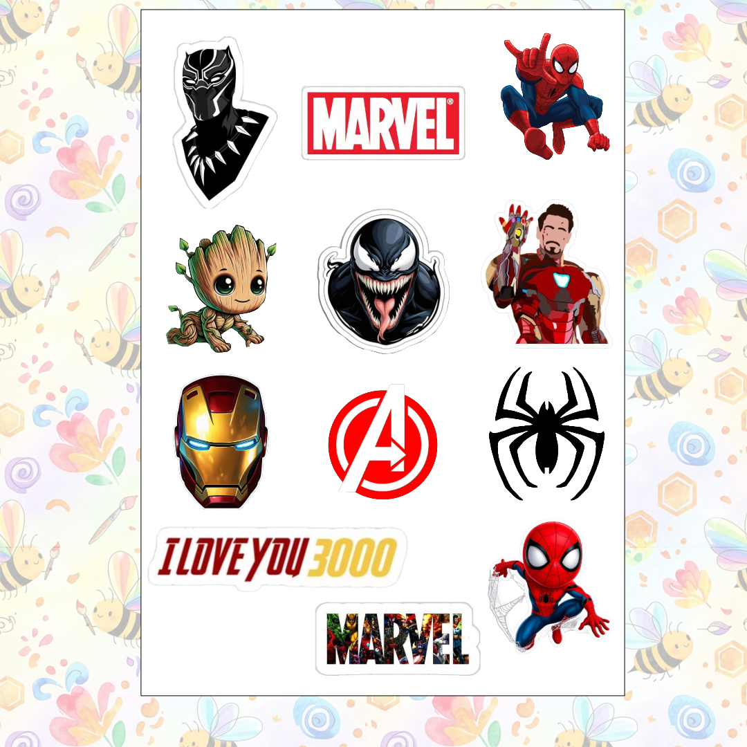 Vinyl Self-Adhesive Sticker for Laptop, Journal, Guitar, Mobile - Waterproof Residue Free (Marvel)