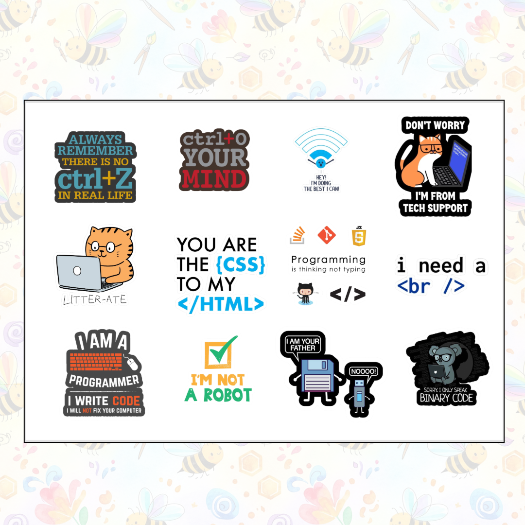 Die-Cut Stickers (Cut to Shape) - S1 (Pack of 12)