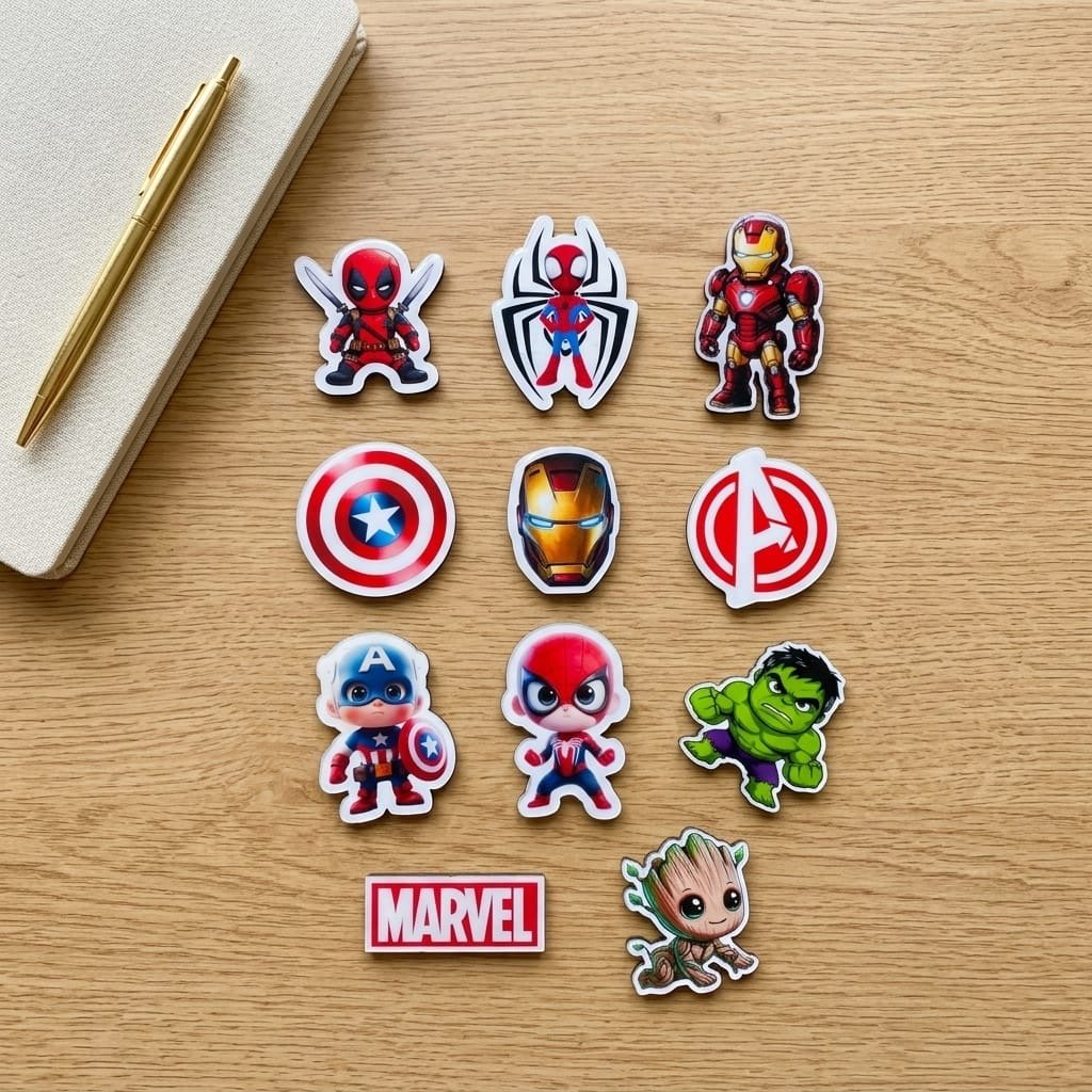 Die-Cut Superhero Magnets for Fridge, Whiteboard, and Locker (Pack of 12)