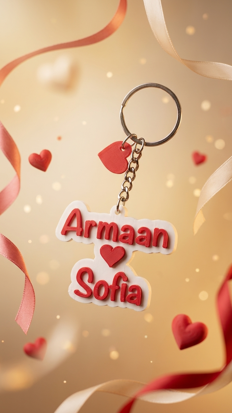 Custom Couple Name 3d Printed Keychain