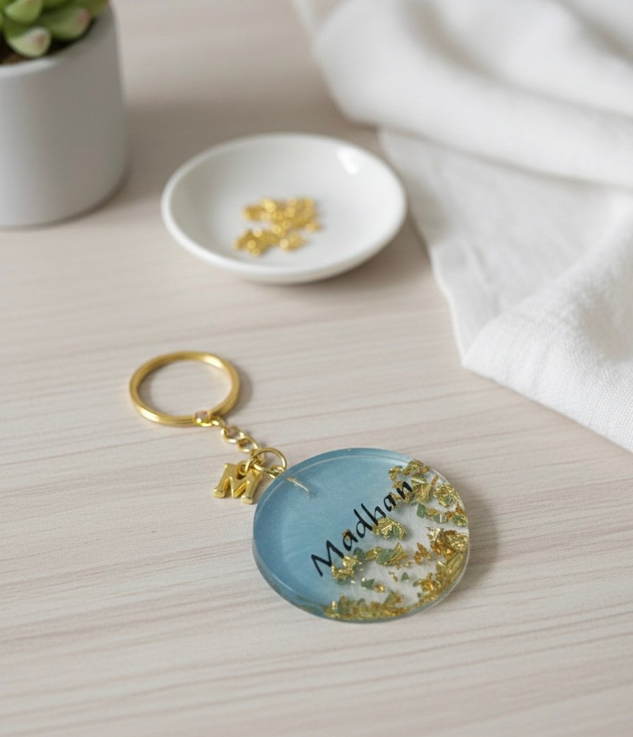 Resin Keychain with Gold Inlay