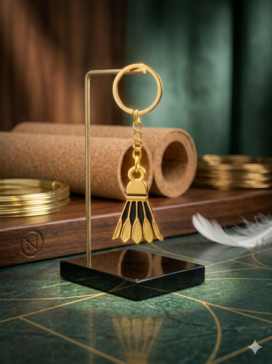 Shuttlecock Keychain Gold