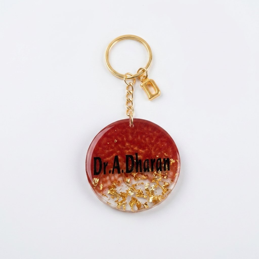 resin keychain with gold inlay