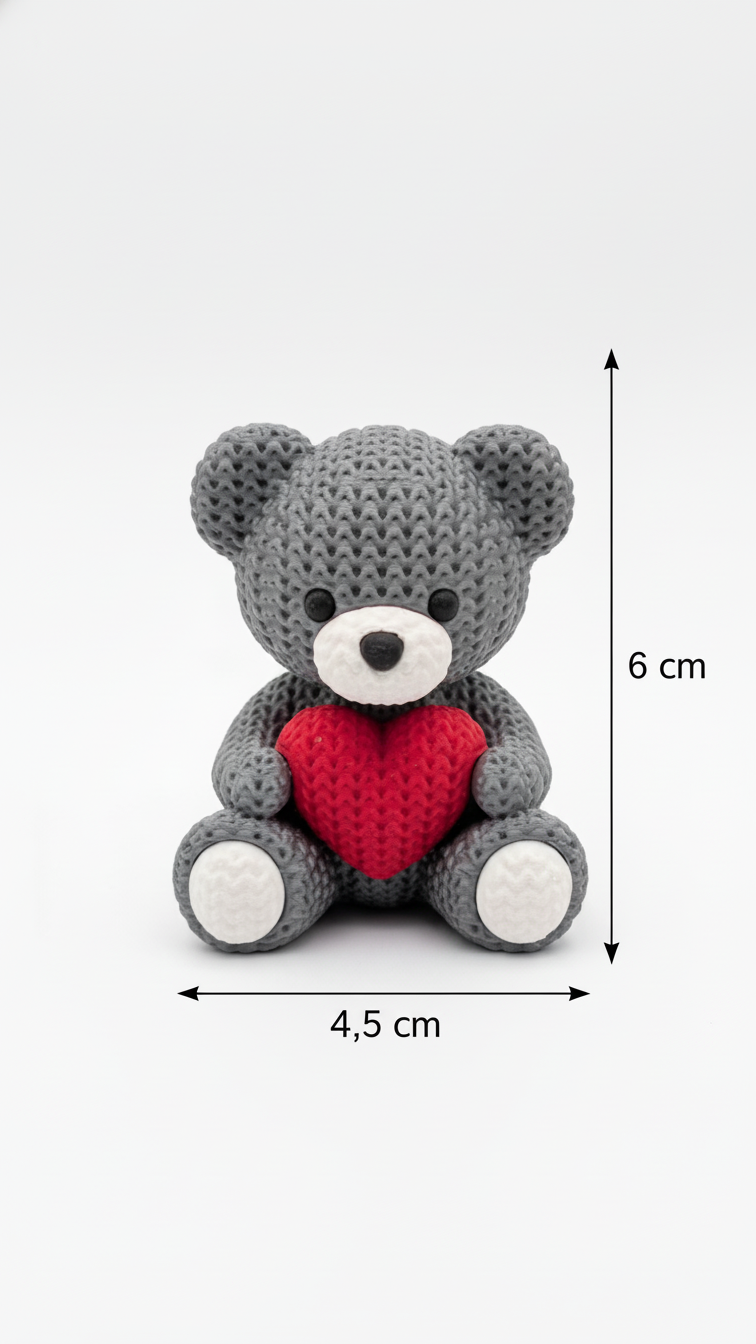 cute teddy holding heart symbol