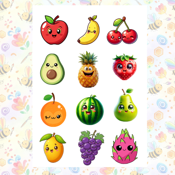 Fruit Fridge Magnets Set with sparkle  (Pack of 12)
