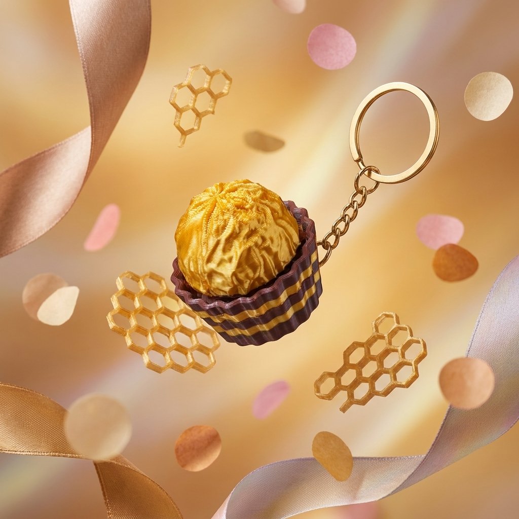 3D Printed Chocolate Cup Keychain