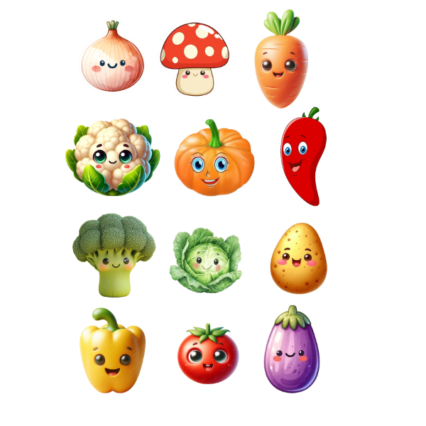 Vegetable Fridge Magnets (Set of 12)